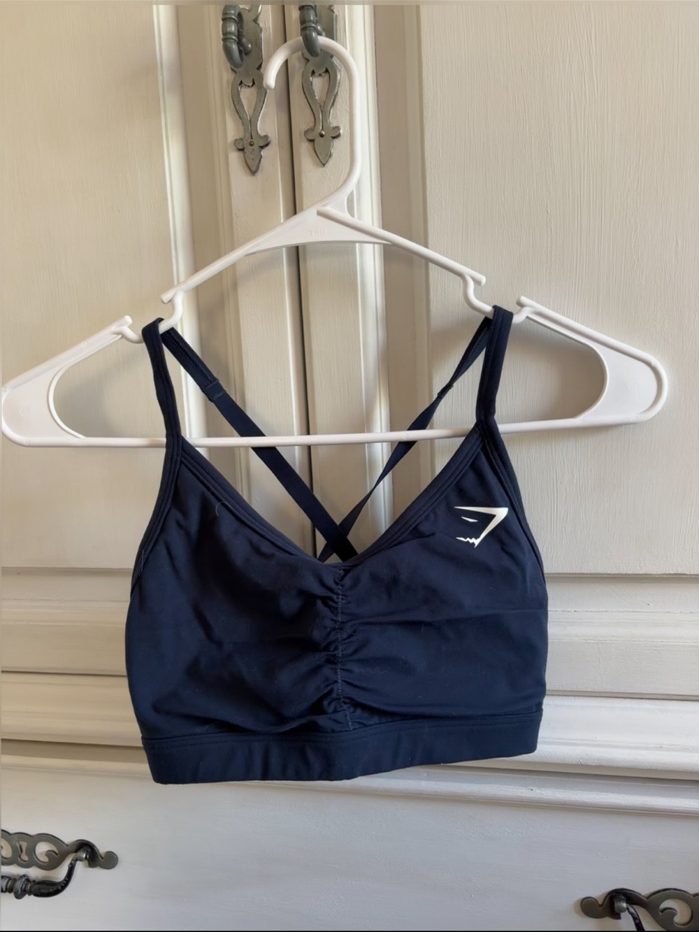Gymshark Navy Ruched Crossback Sports Bra